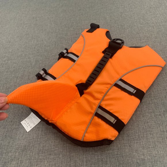 Brand New! Dog Life Jacket Shark Life Vest Orange Lifesaver Small - Picture 7 of 13
